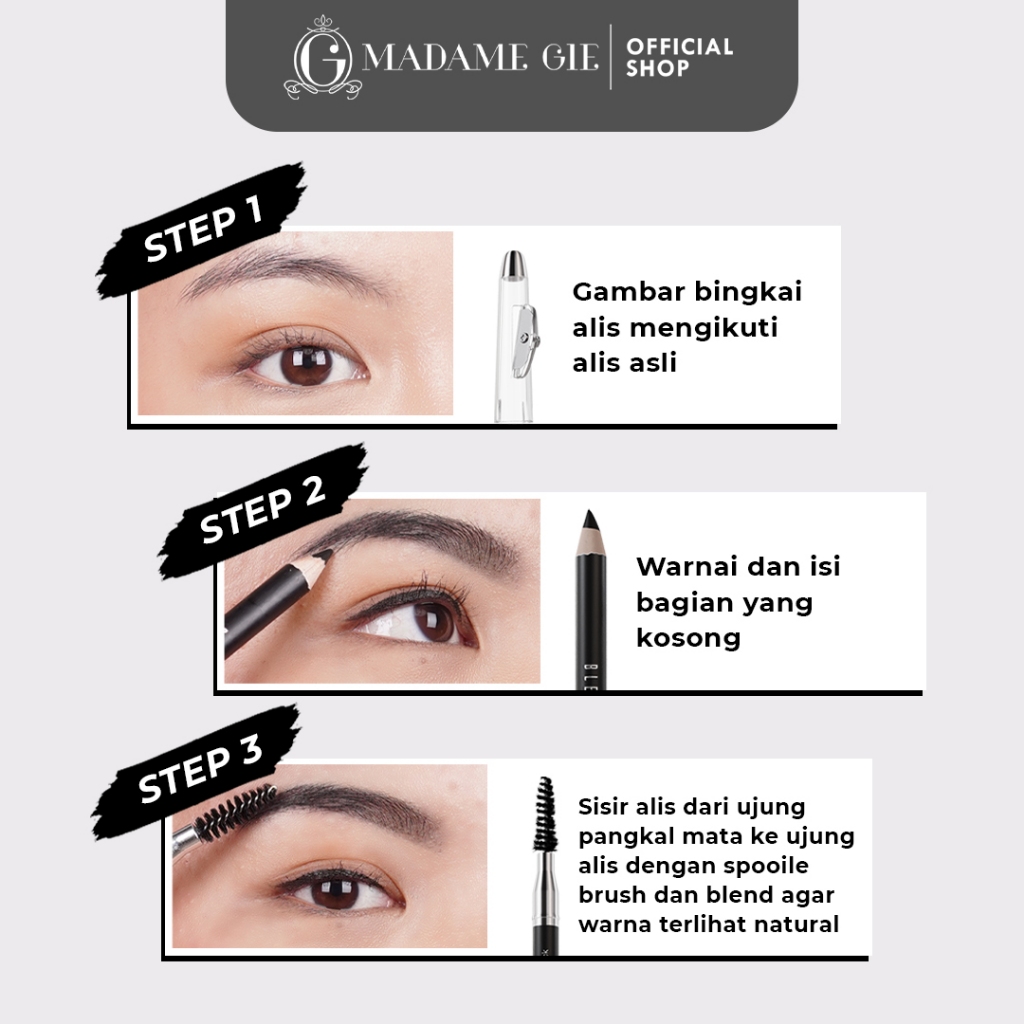 Madame Gie Blended Brow Pro 1.2gr  (Pensil Alis) - Brown Madame Gie Blended Brow Pro 1.2gr  (Pensil Alis) - Brown