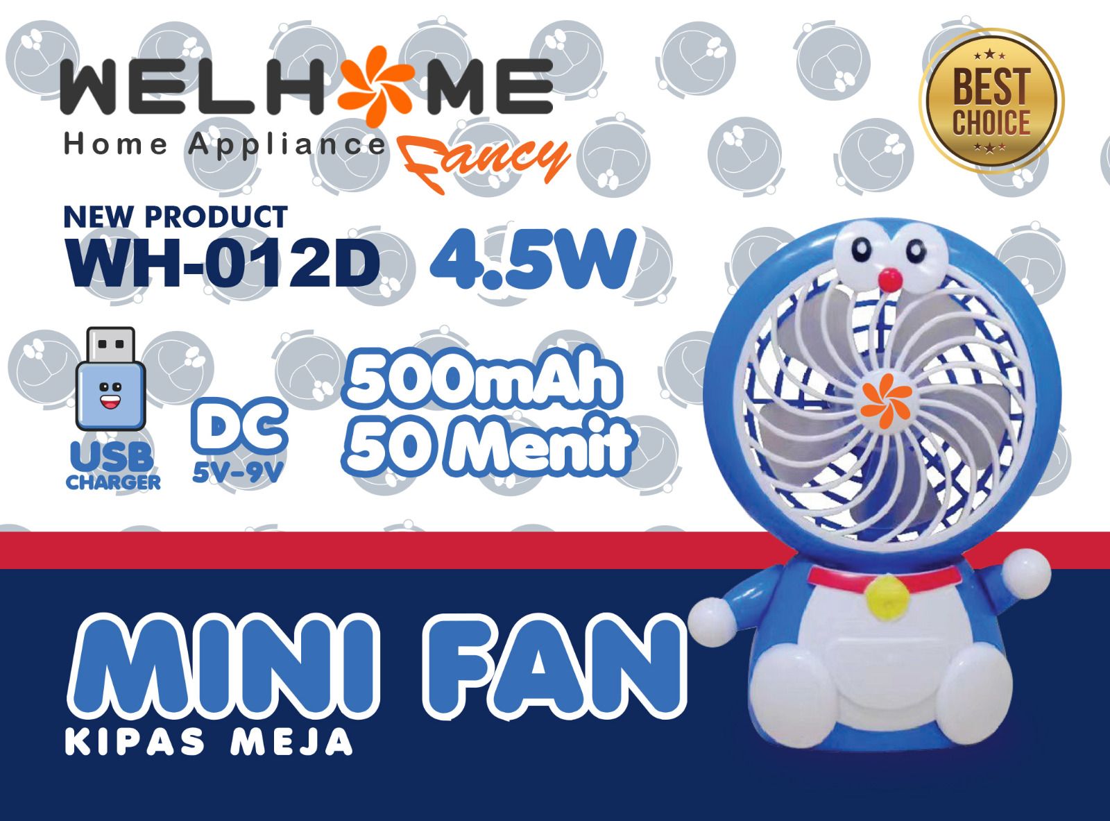 Welhome Mini Fan WH-013M Minnie Mouse - Kipas Angin Meja Motif Lucu Welhome Mini Fan WH-013M Minnie Mouse - Kipas Angin Meja Motif Lucu