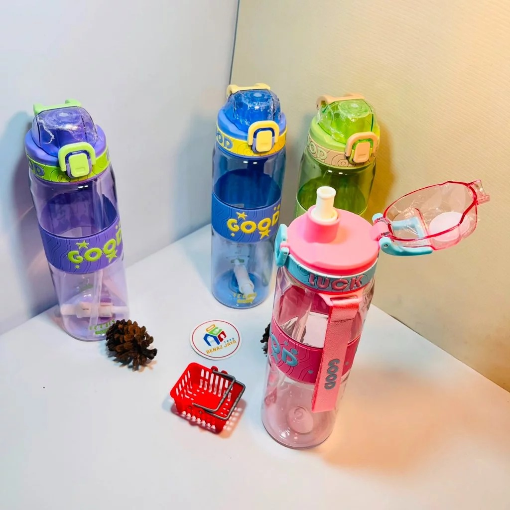 Botol Minum Transparan Good Luck 850ml (FT-926) Free Sedotan