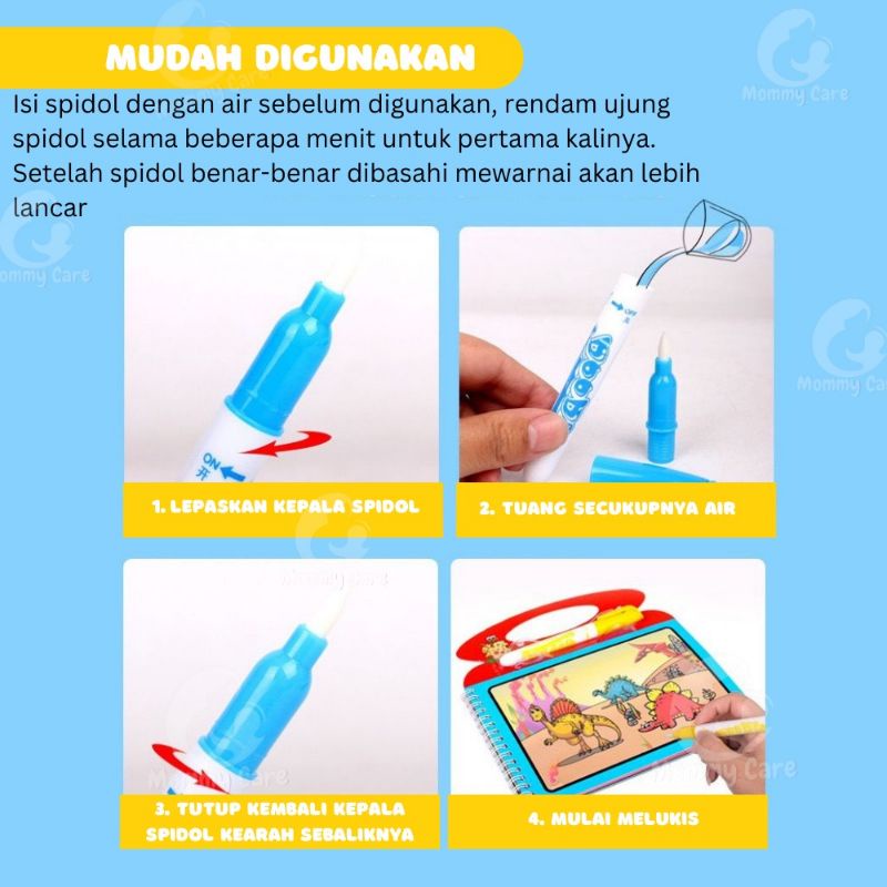 Magic Water Book + Pen - Buku Gambar Ajaib