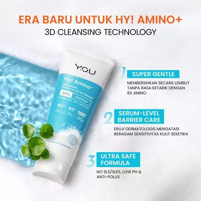 YOU Hy! Amino+ 20% Centella Barrier Low pH Gel Cleanser 100ml
