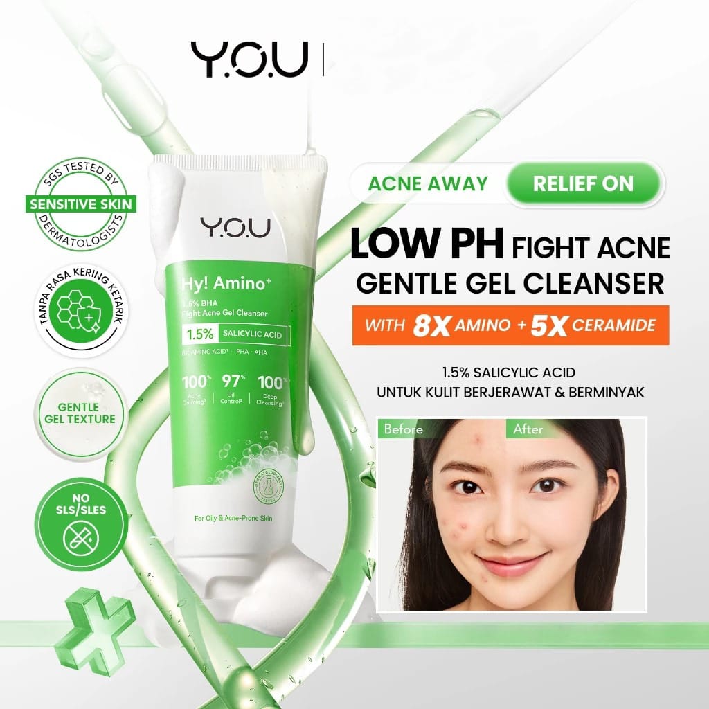 YOU Hy! Amino+ 1.5% BHA Fight Acne Gel Cleanser 100ml