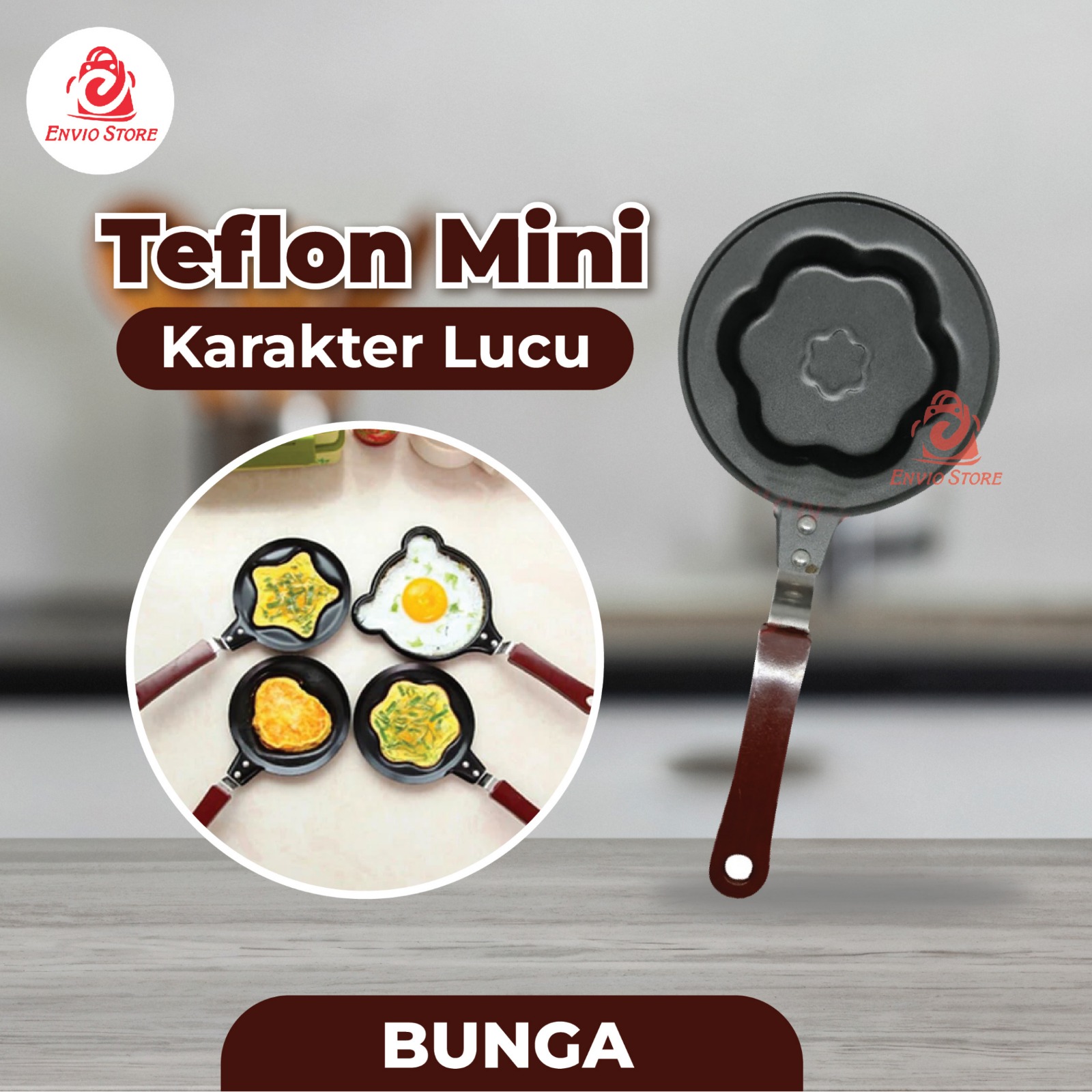 Teflon Mini Karakter Lucu - Teflon Bunga