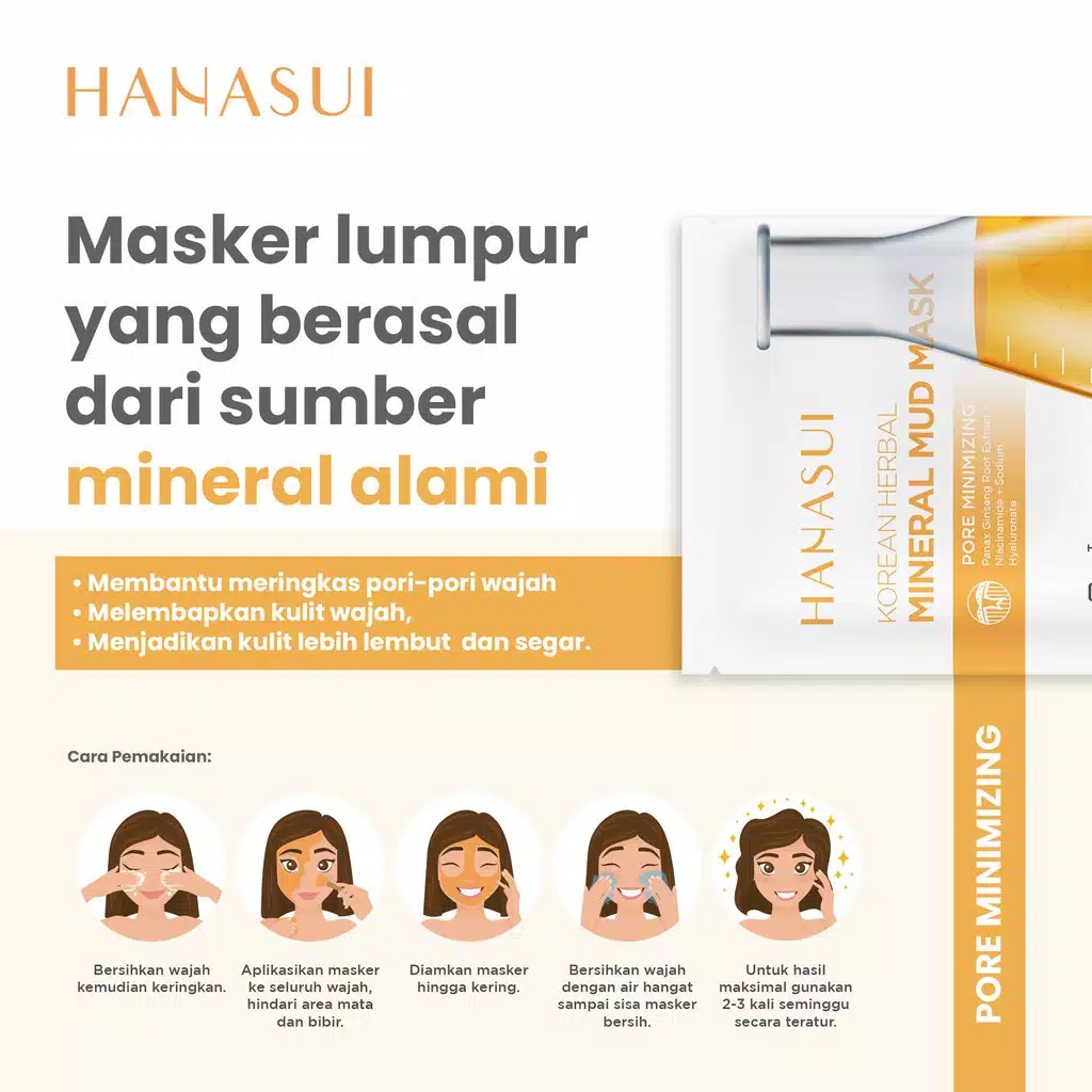 HANASUI Mineral Mud Mask Korean Herbal 7gr (Kuning)