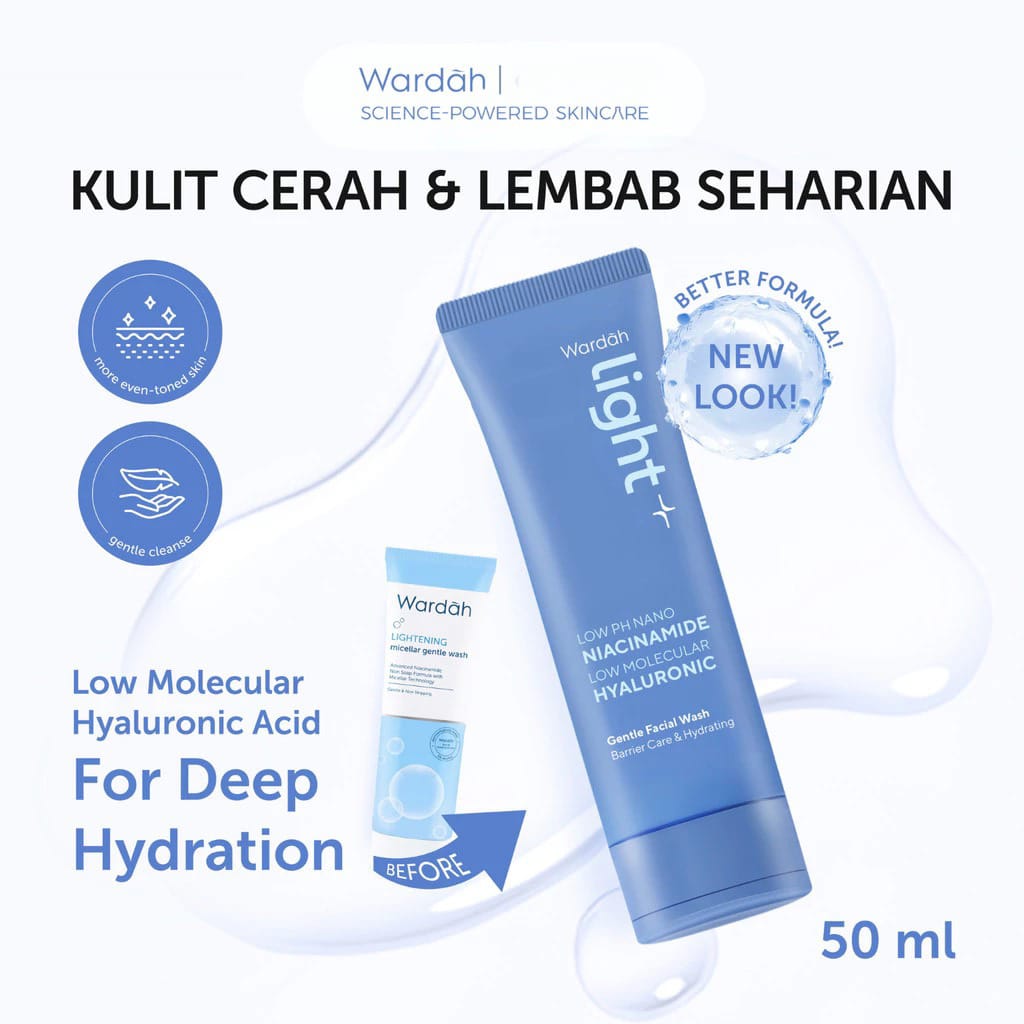 Wardah Light+ Low pH Nano Niacinamide Gentle Facial Wash 50gr