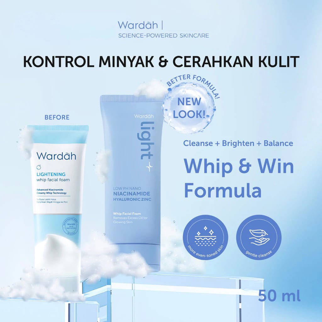 Wardah Light+ Low pH Nano Niacinamide Whip Facial Foam 50ml Wardah Light+ Low pH Nano Niacinamide Whip Facial Foam 50ml