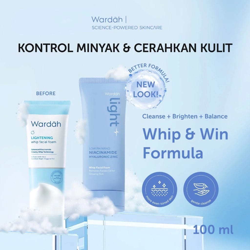Wardah Light+ Low pH Nano Niacinamide Whip Facial Foam 100ml Wardah Light+ Low pH Nano Niacinamide Whip Facial Foam 100ml