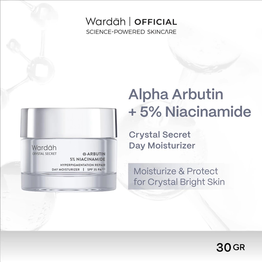 Wardah Crystal Secret Alpha Arbutin 5% Niacinamide SPF35 PA+++ Day Moisturizer 30gr