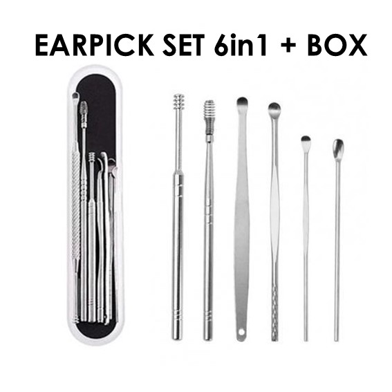 Earpick set 6in1 + BOX (Alat Pembersih Telinga)
