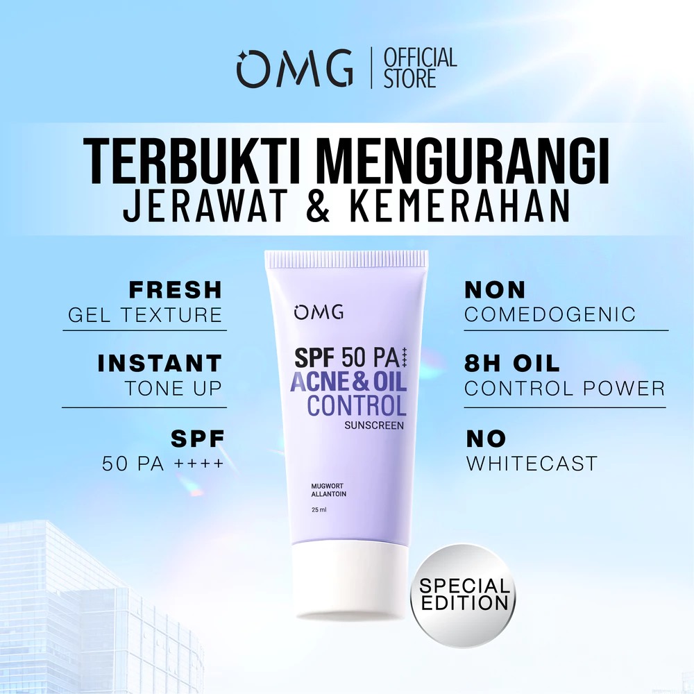 Oh My Glow Acne & Oil Control Sunscreen SPF50 PA++++ 25ml (OMG)