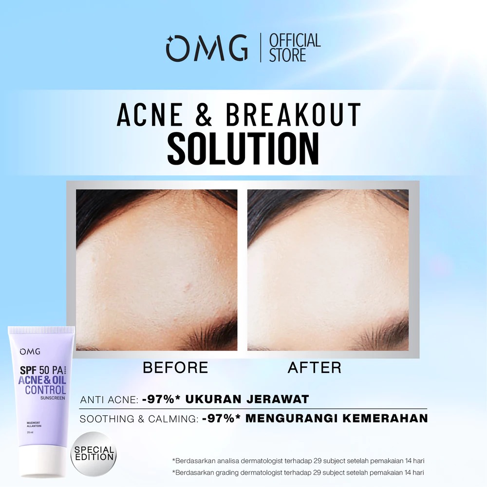 Oh My Glow Acne & Oil Control Sunscreen SPF50 PA++++ 25ml (OMG)