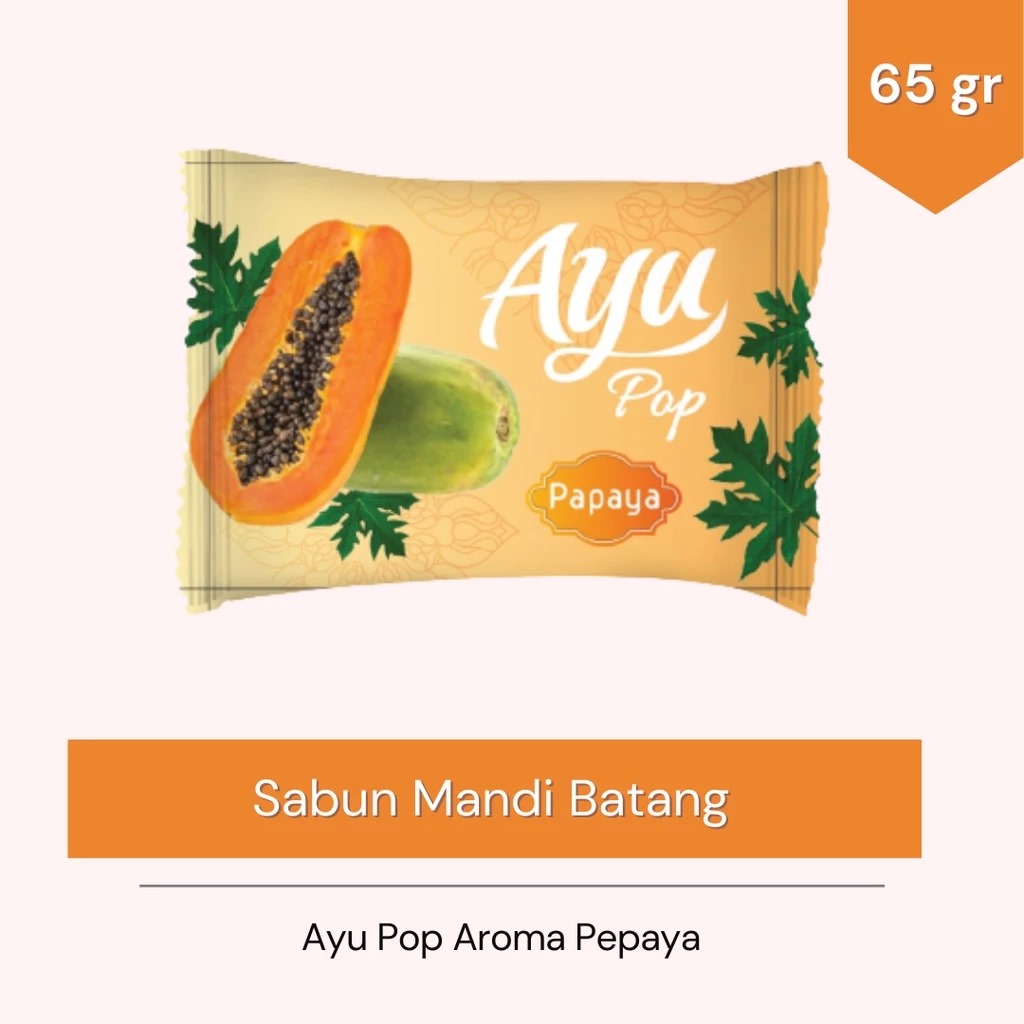 (PAKET ISI 10) Sabun Mandi Ayu Pop (Bar Soap) 65gr - Papaya (FREE Toples Snack)