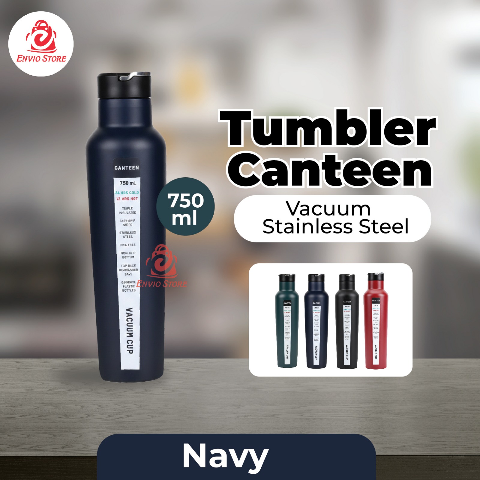 Tumbler Canteen Vacuum Stainless Steel 750ml – NAVY (Botol Minum Tahan Panas & Dingin) Tumbler Canteen Vacuum Stainless Steel 750ml – NAVY (Botol Minum Tahan Panas & Dingin)