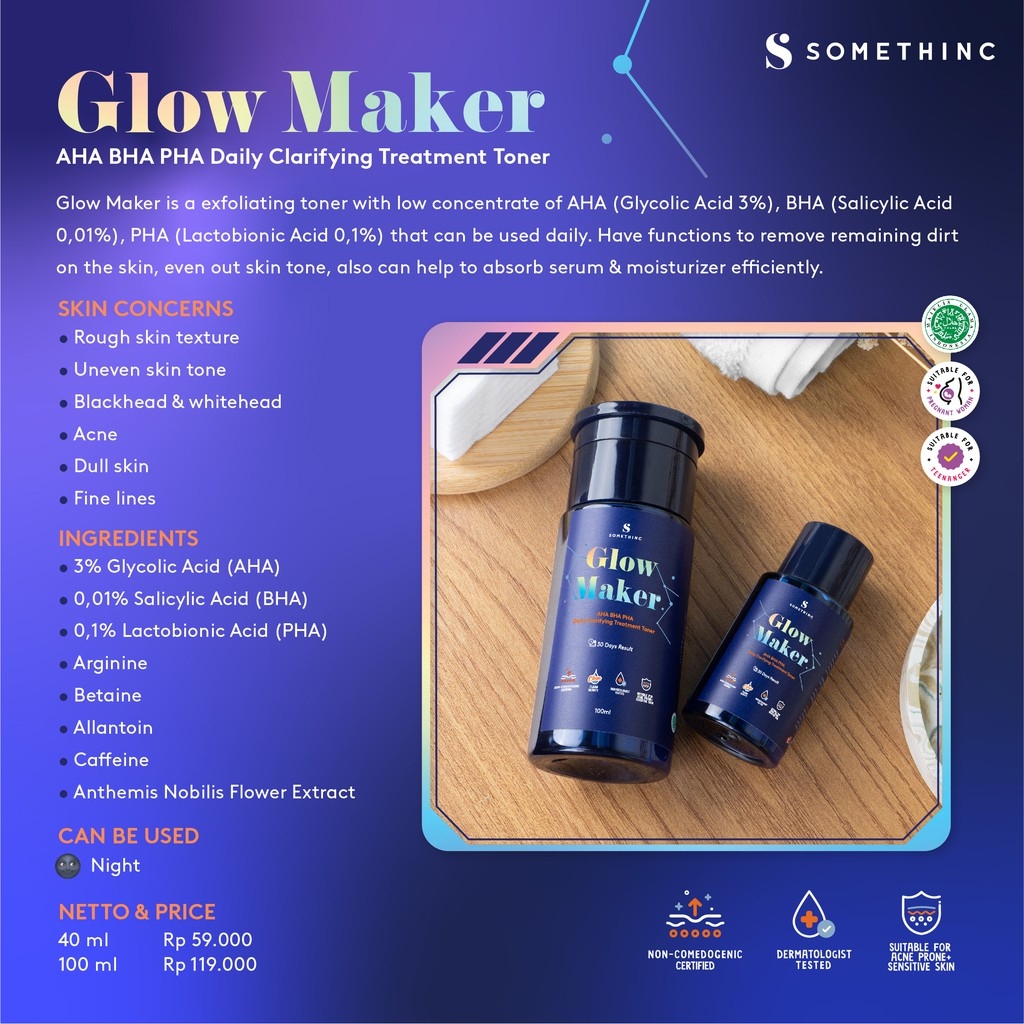 Somethinc Glow Maker AHA BHA PHA Clarifying Treatment Toner 40mL