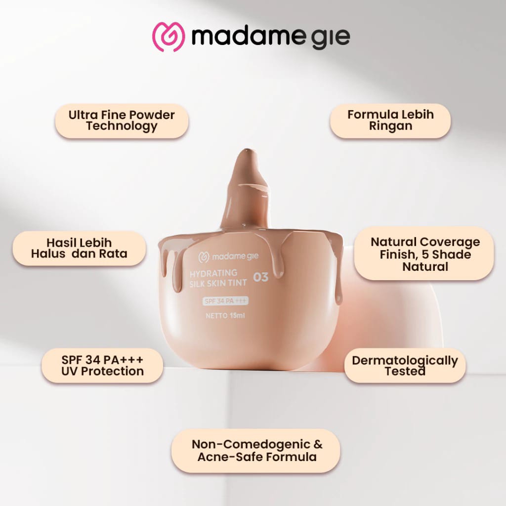 Madame Gie Hydrating Silk Skin Tint SPF34 PA+++ 15ml - 02 Light Neutral
