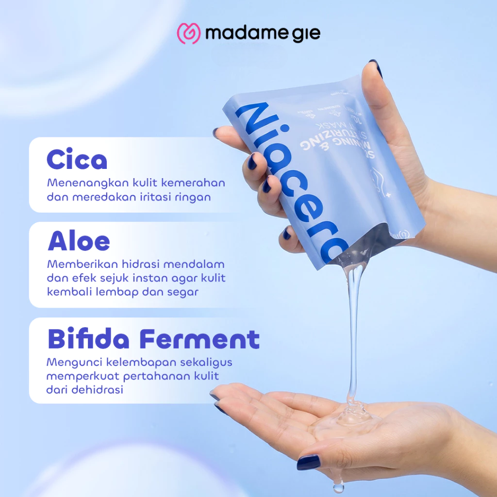 Madame Gie Niacera Sheet Mask 25ml - Soothing Moisturizing (BIRU)