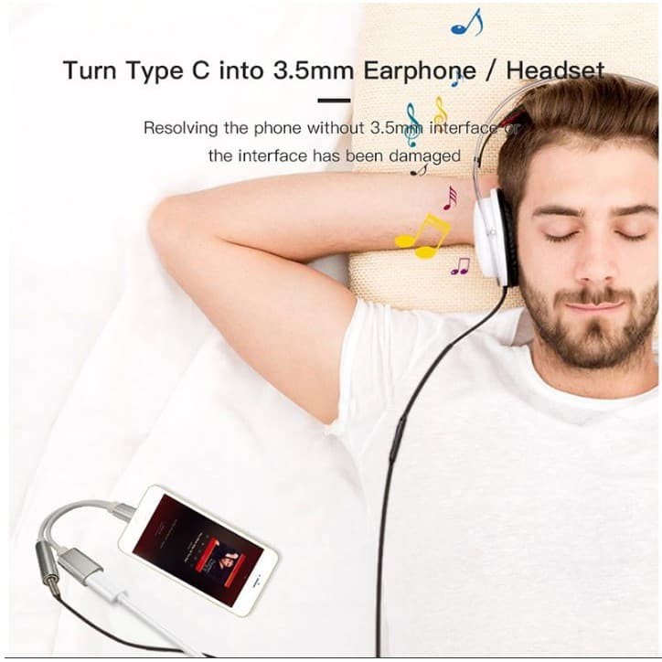 Dual Converter Type C to AUX Audio Jack and Type C (Adapter 2in1)