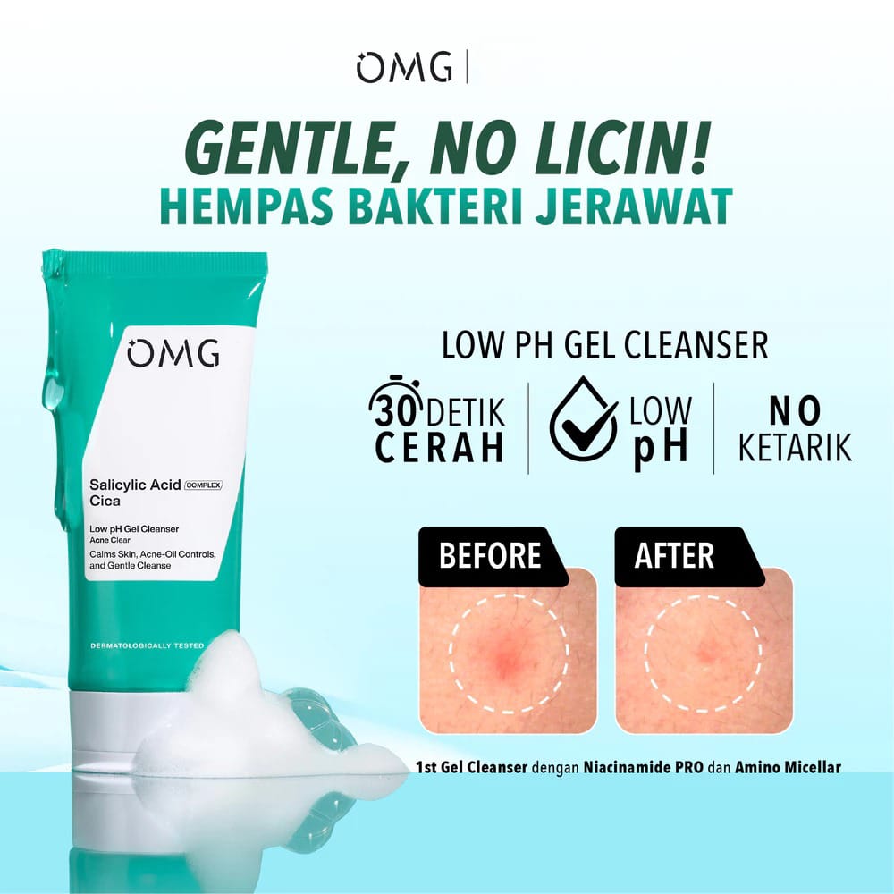 Oh My Glam Low pH Gel Cleanser 70ml - Salicylic Acid Complex Cica (OMG)