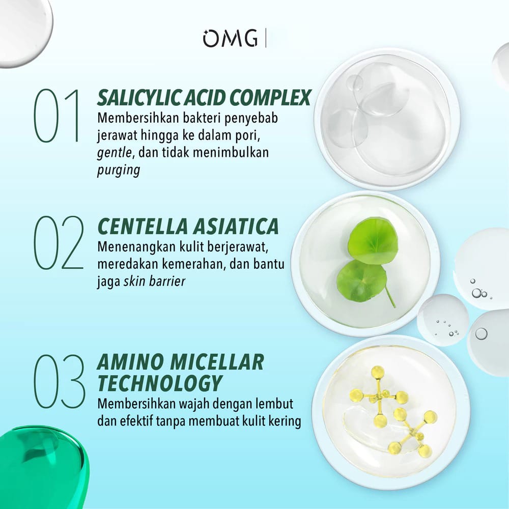 Oh My Glam Low pH Gel Cleanser 70ml - Salicylic Acid Complex Cica (OMG)