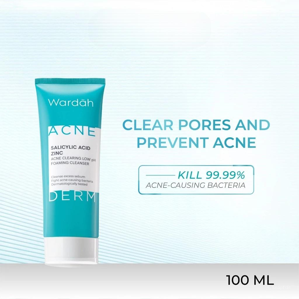 Wardah Acnederm Salicylic Acid Zinc Acne Clearing Low pH Foaming Cleanser 100ml Wardah Acnederm Salicylic Acid Zinc Acne Clearing Low pH Foaming Cleanser 100ml