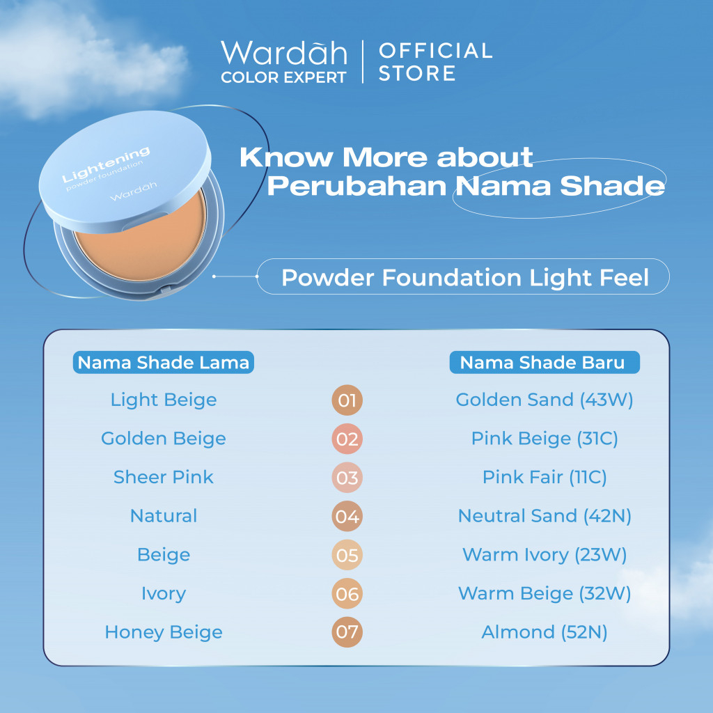 Wardah Lightening Powder Foundation Light Feel 12gr REFILL 05 Warm Ivory (23W)