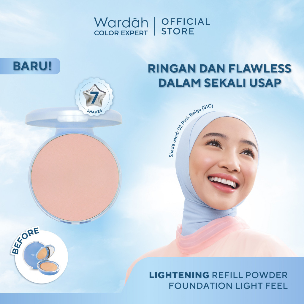 Wardah Lightening Powder Foundation Light Feel 12gr REFILL 07 Almond (52N)