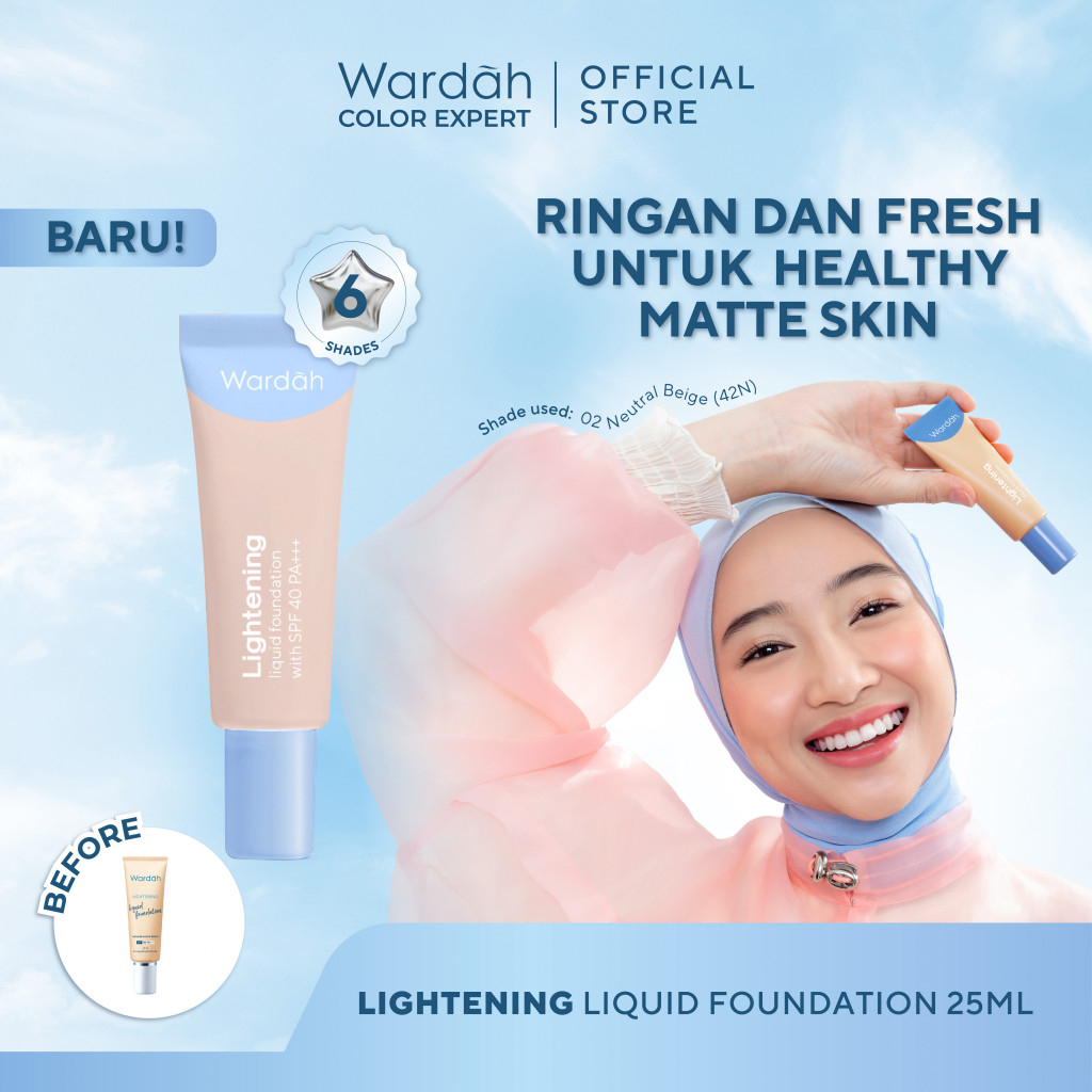 Wardah Lightening Liquid Foundation 25ml - 02 Neutral Beige (32N)