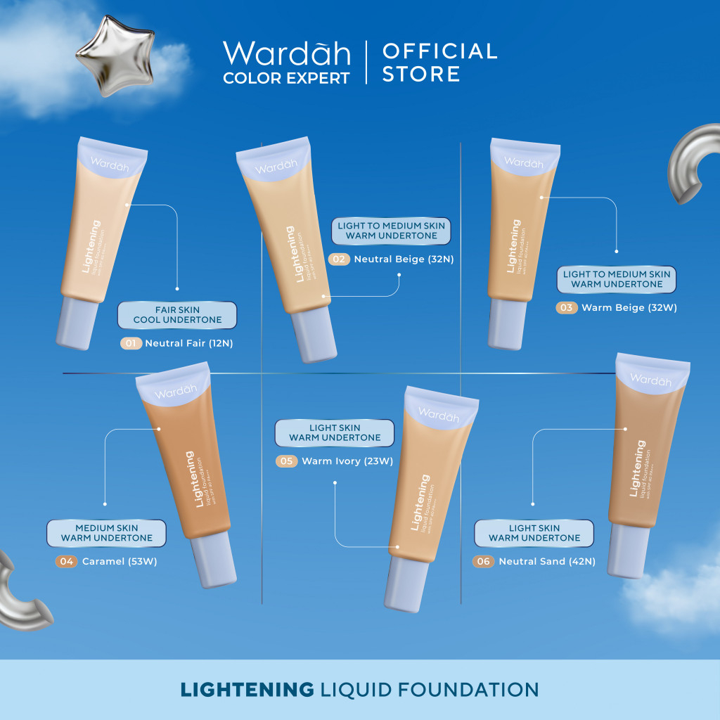 Wardah Lightening Liquid Foundation 25ml - 03 Warm Beige (32W)