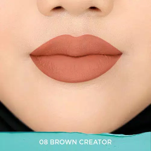 Wardah Colorfit Velvet Matte Lip Mousse 08 Brown Creator
