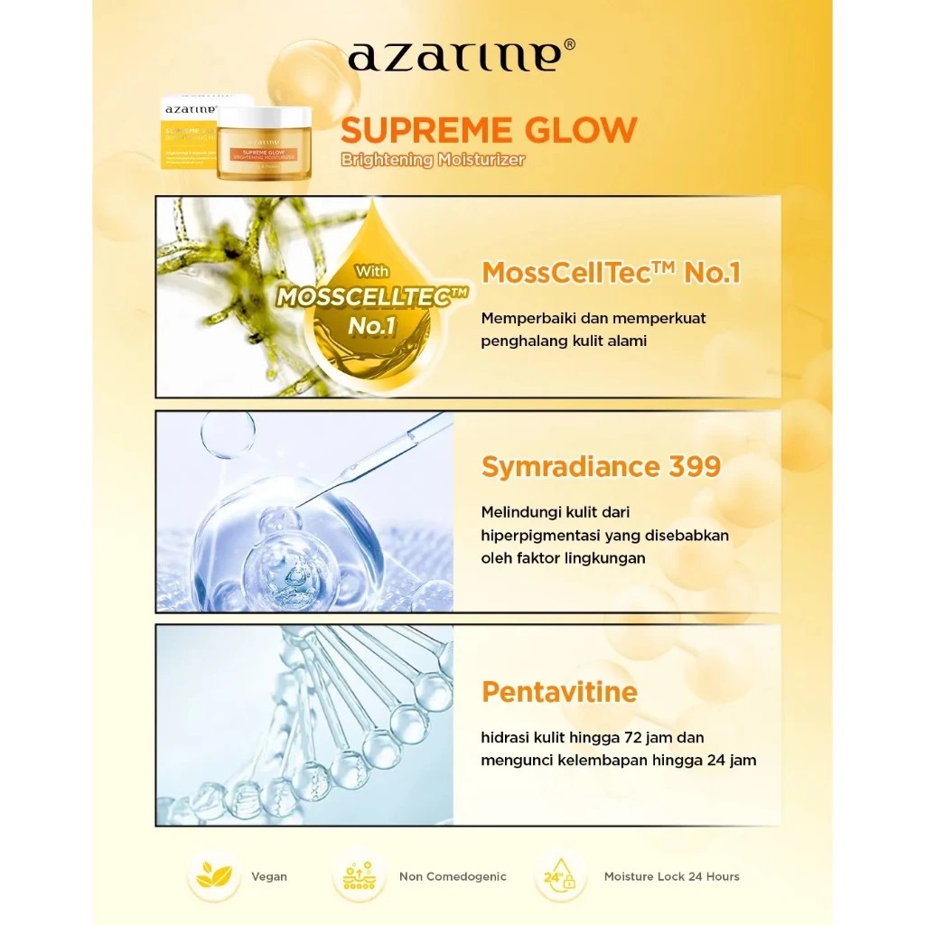 Azarine Barrier Moisturizer 30gr - Supreme Glow Brightening (Kulit Kering & Normal)