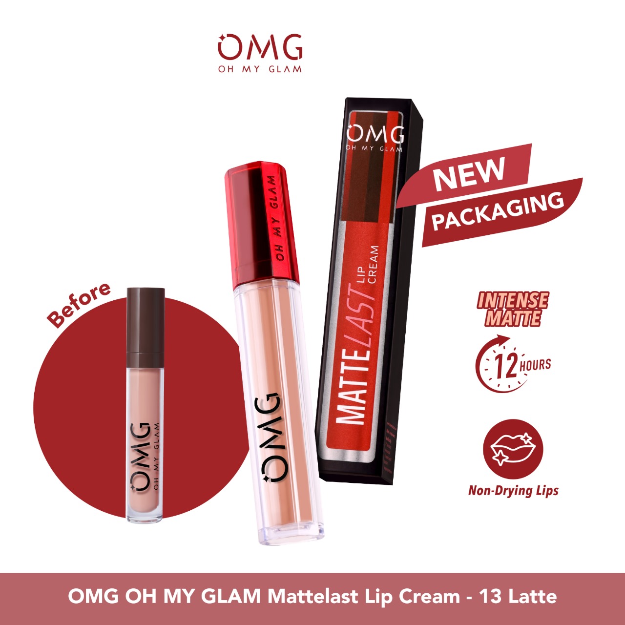 Oh My Glam Mattelast Lip Cream - 13 Latte 3.5g (OMG) Oh My Glam Mattelast Lip Cream - 13 Latte 3.5g (OMG)