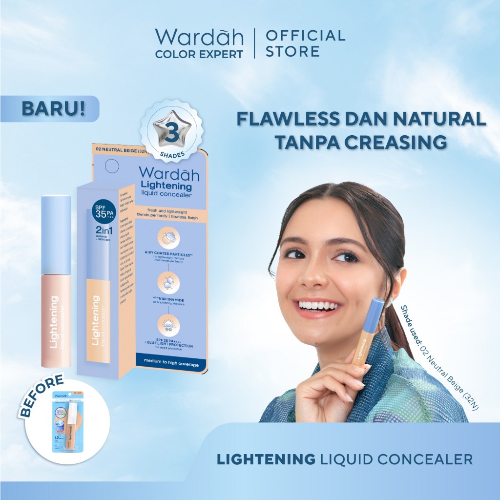 Wardah Lightening Liquid Concealer 6gr - 02 Neutral Beige (32N) Wardah Lightening Liquid Concealer 6gr - 02 Neutral Beige (32N)