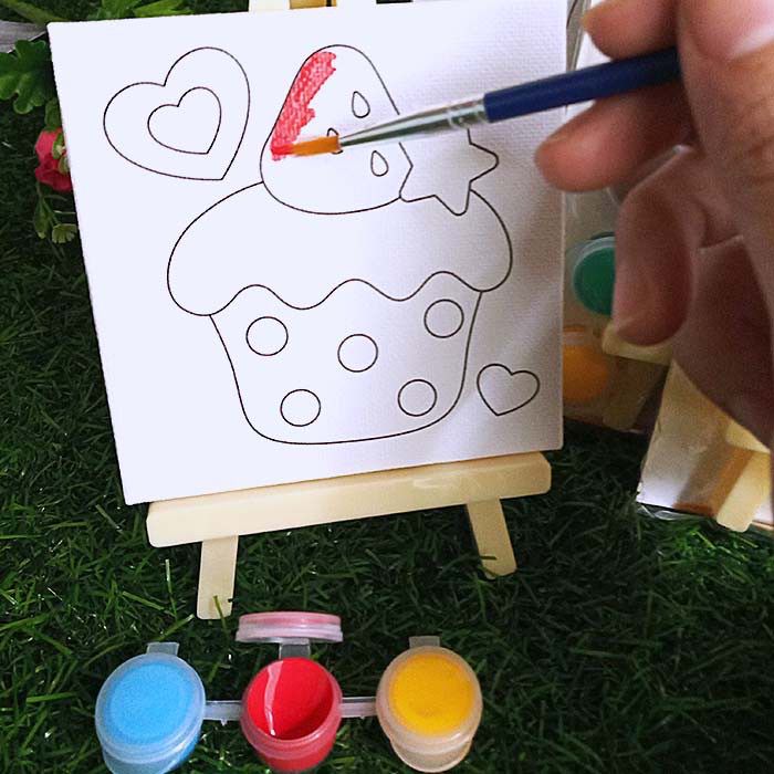 Lukisan Kanvas Mini Anak 9x9cm (Children Canvas Painting)