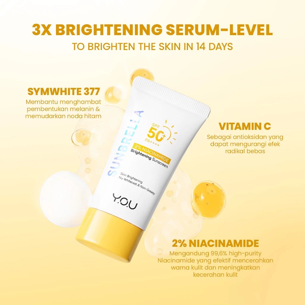 YOU Sunbrella 2% Niacinamide Brightening Sunscreen SPF50+ PA++++ 30ml