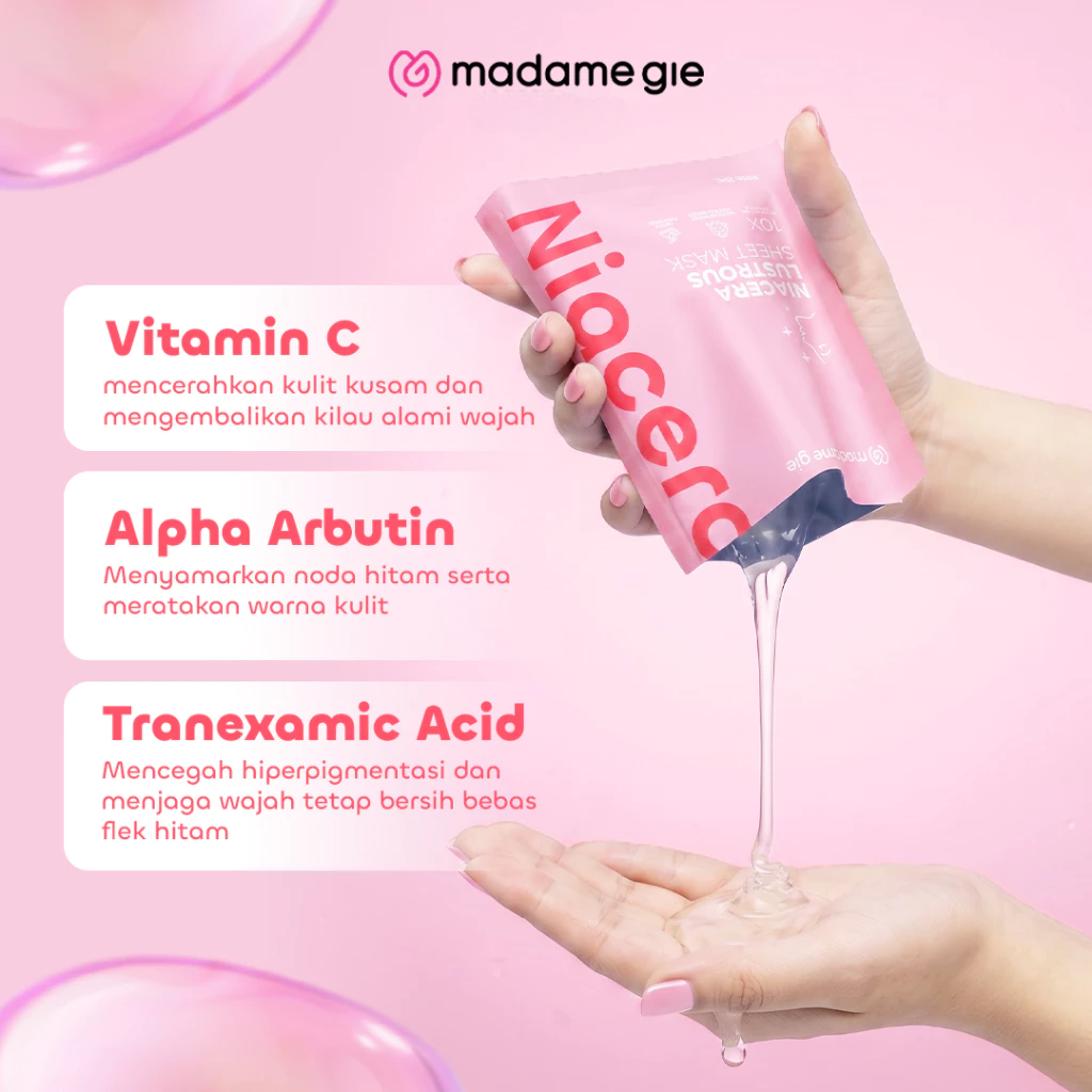 Madame Gie Niacera Sheet Mask 25ml - Lustrous (PINK)