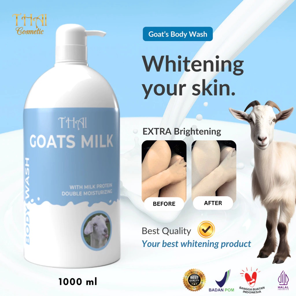 Thai Body Wash 1000mL - Goat's Milk (Sabun Mandi Cair Botol Pump)