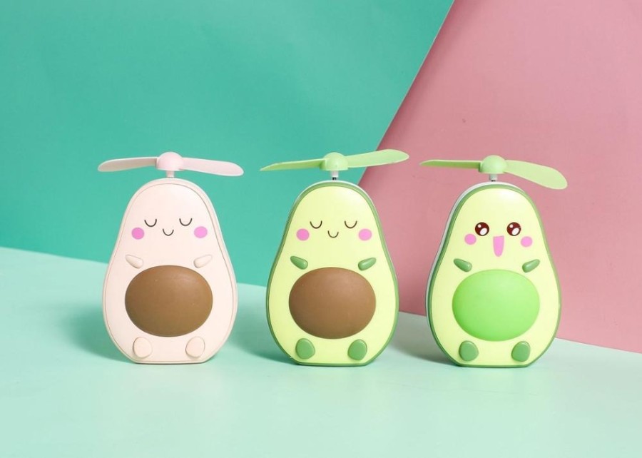 Mini Fan LED Mirror Alpukat - Kipas Mini Rechargeable + Cermin LED