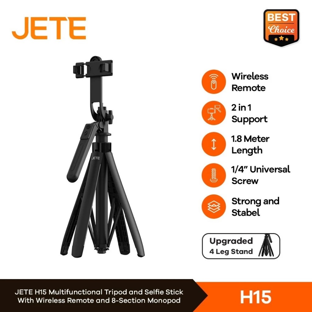 JETE Portable Tripod Stand H15 (with Wireless Remote) 180cm JETE Portable Tripod Stand H15 (with Wireless Remote) 180cm
