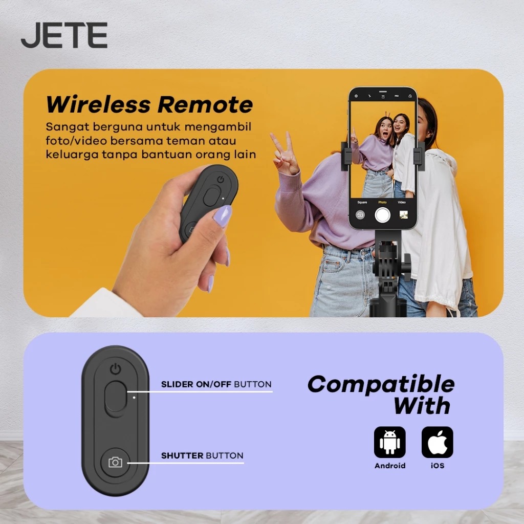 JETE Portable Tripod Stand H15 (with Wireless Remote) 180cm