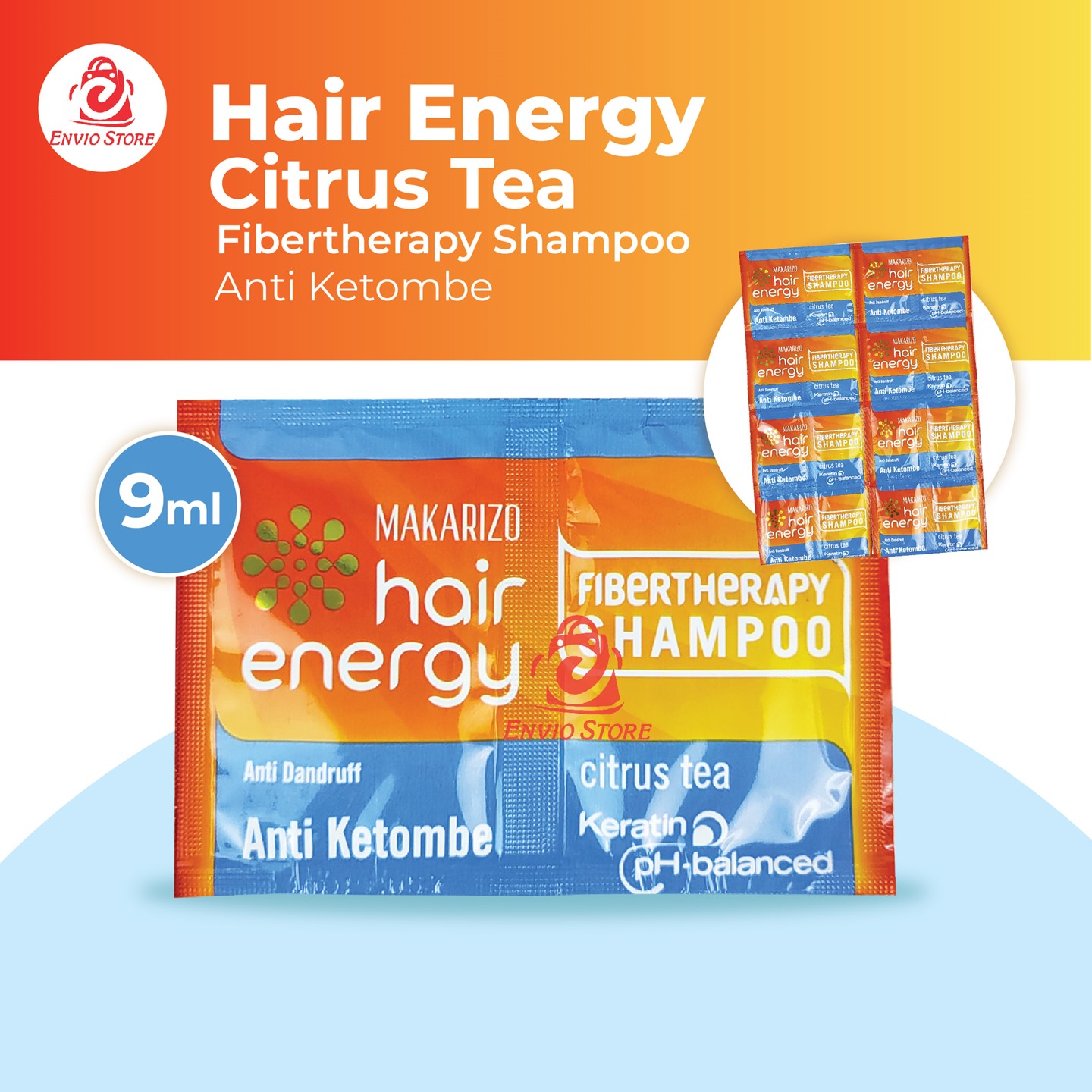 Makarizo Hair Energy Fibertherapy Shampoo Anti Dandruff 9ml Sachet - Citrus Tea (Biru) Makarizo Hair Energy Fibertherapy Shampoo Anti Dandruff 9ml Sachet - Citrus Tea (Biru)