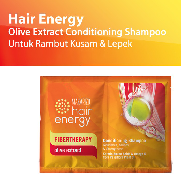 [KOSONG] Makarizo Hair Energy Fibertherapy Conditioning Shampoo 10ml Sachet  - Olive (Merah)
