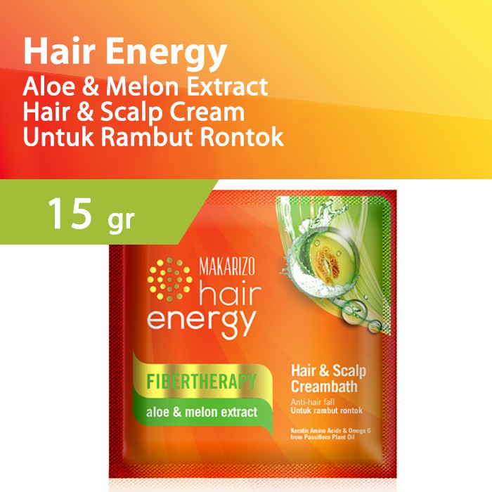 Makarizo Hair Energy Fiber Hair & Scalp Creambath 15gr - Aloe & Melon (Hijau)