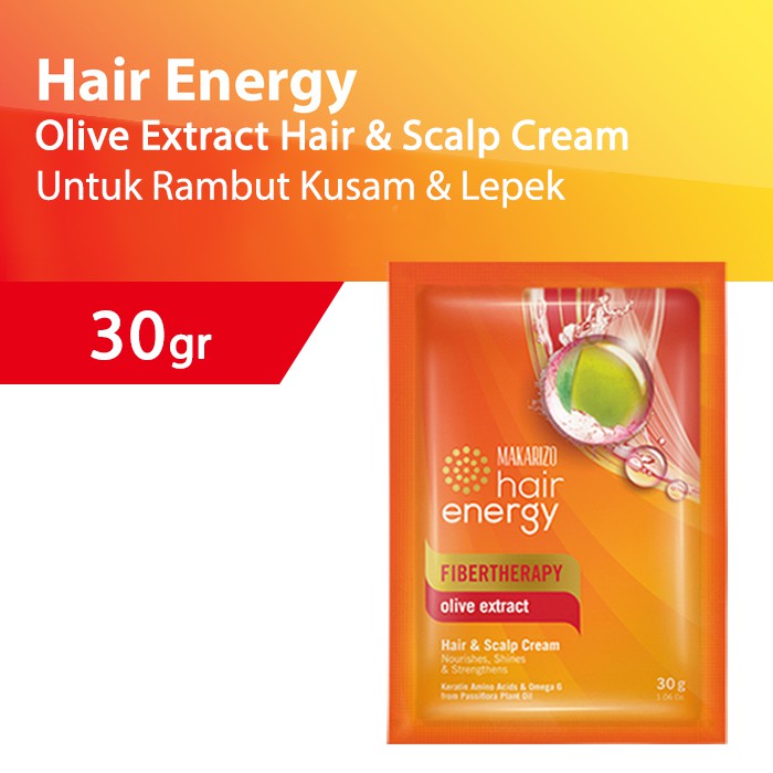 Makarizo Hair Energy Fiber Hair & Scalp Creambath 30gr - Olive (Merah)