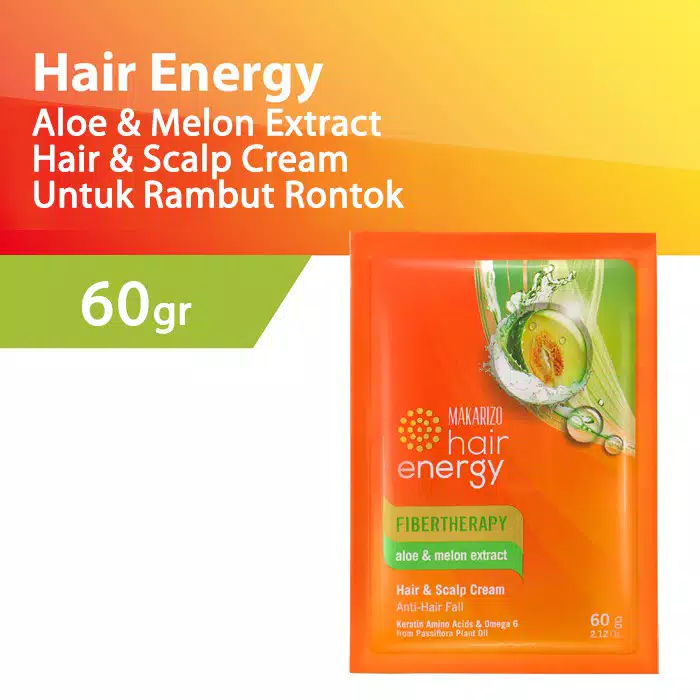 Makarizo Hair Energy Fiber Hair & Scalp Creambath 60gr - Aloe & Melon (Hijau)