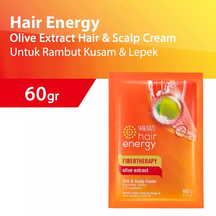 Makarizo Hair Energy Fiber Hair & Scalp Creambath 60gr - Olive (Merah) Makarizo Hair Energy Fiber Hair & Scalp Creambath 60gr - Olive (Merah)