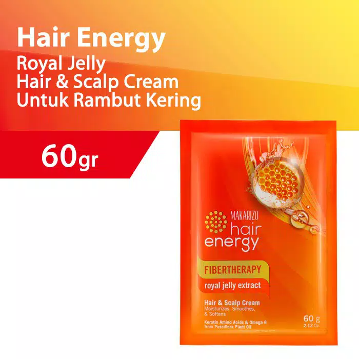 Makarizo Hair Energy Fiber Hair & Scalp Creambath 60gr - Royal Jelly (Orange) Makarizo Hair Energy Fiber Hair & Scalp Creambath 60gr - Royal Jelly (Orange)