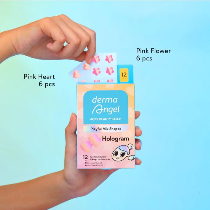 Derma Angel Acne Beauty Patch Playful Mix Shaped 12s - Hologram Heart & Flower