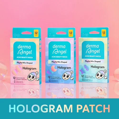 Derma Angel Acne Beauty Patch Playful Mix Shaped 12s - Hologram Heart & Flower