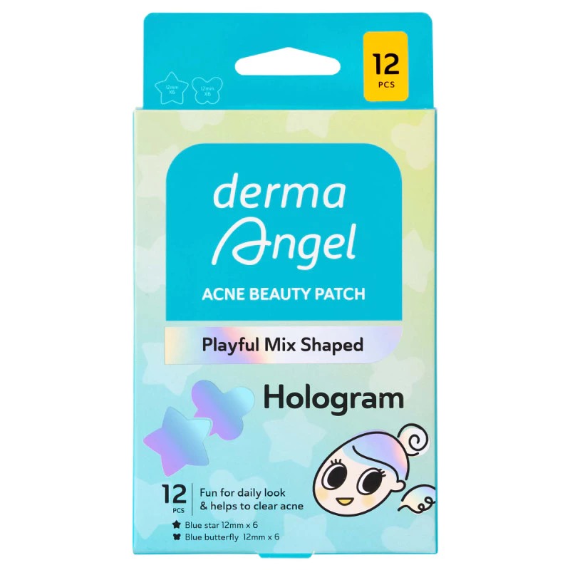 Derma Angel Acne Beauty Patch Playful Mix Shaped 12s - Hologram Star & Butterfly