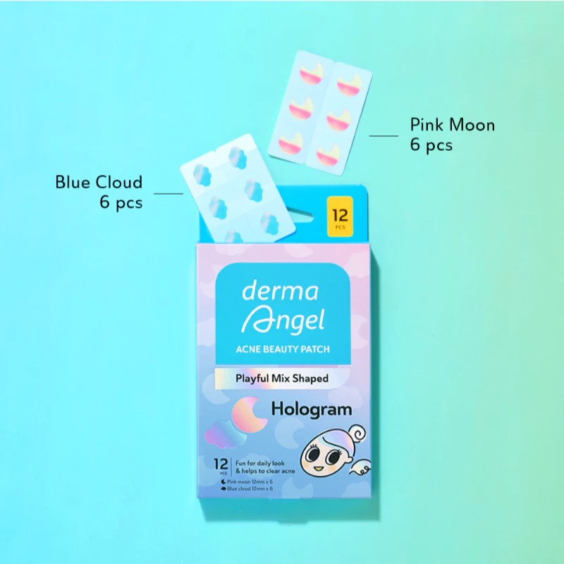 Derma Angel Acne Beauty Patch Playful Mix Shaped 12s - Hologram Moon & Cloud Derma Angel Acne Beauty Patch Playful Mix Shaped 12s - Hologram Moon & Cloud